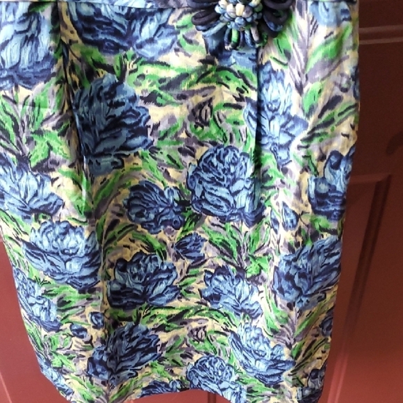 Anthropologie Blue and Green BARASCHI Floral Mini Dress - Picture 9 of 15